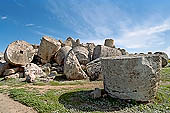 Selinunte the temple hill. Temple G (VI-V c BC), dedicated to Apollo it is one of the largest Greek temples ever attempted. Ruins are left on the ground in a gigantic and fascinating heap of ruins. 